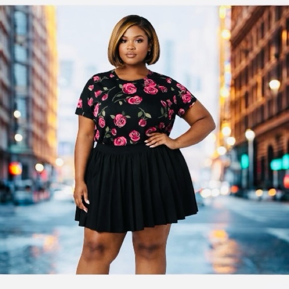 Torrid Black and Pink Floral Skirt Set - Picture 3 of 10